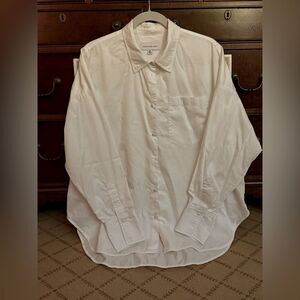 Something Navy White Oversized Classic Button Down Shirt XL NWOT